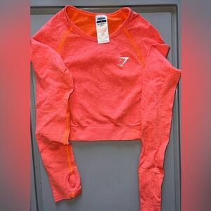 Gymshark Vital Seamless 2.0 Long Sleeve Crop Top - Orange Marl